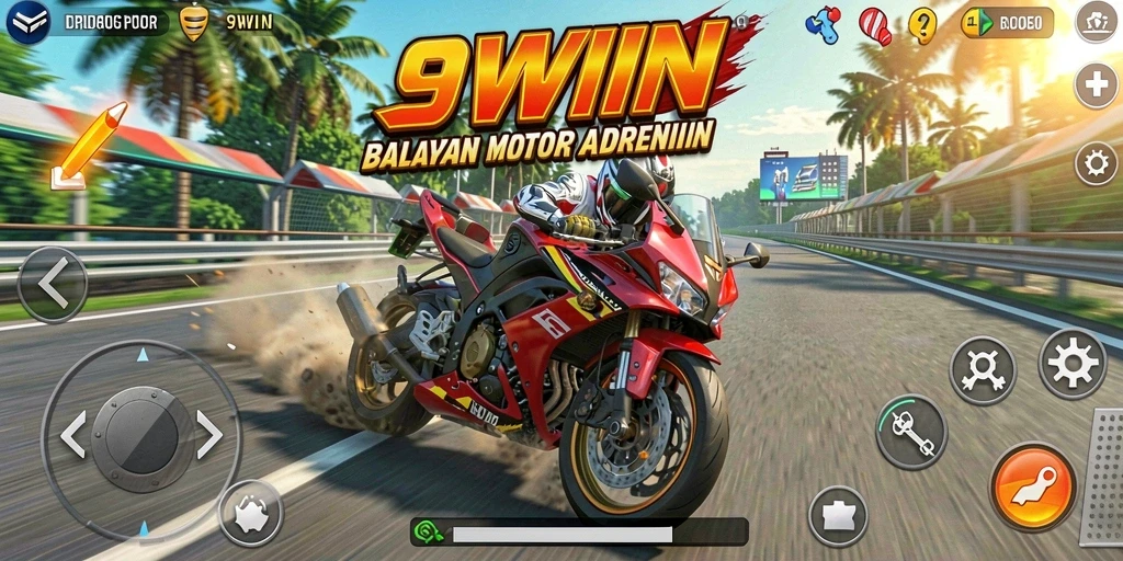 Screenshot gameplay 9WIN menampilkan balapan motor yang seru.