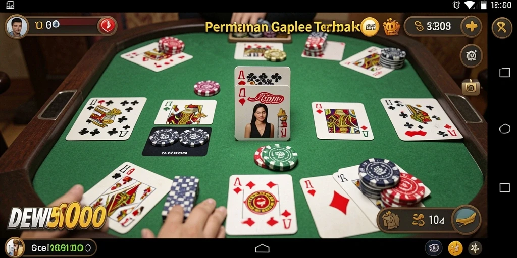 Screenshot utama DEWI5000 menampilkan keseruan bermain Gaple.