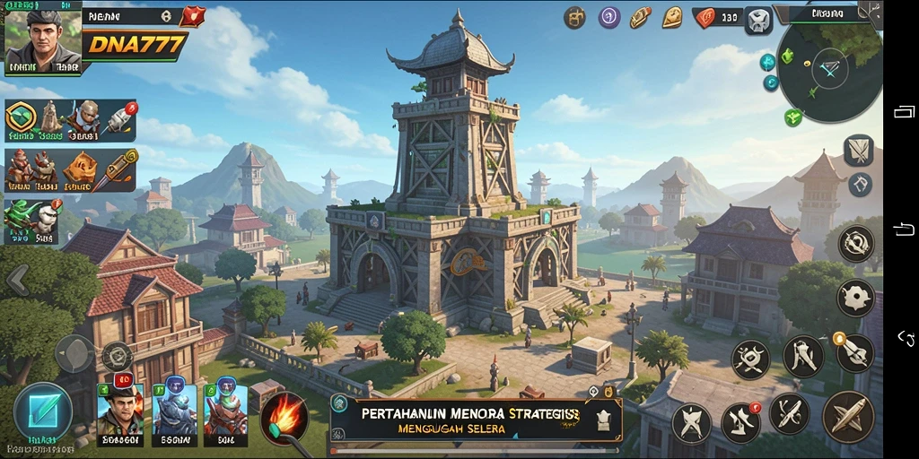 Tampilan gameplay menakjubkan dari pertahanan menara di DNA777.