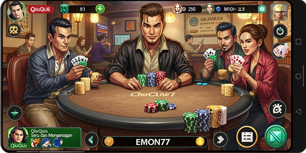 Screenshot EMON77 menampilkan gameplay seru QiuQiu.