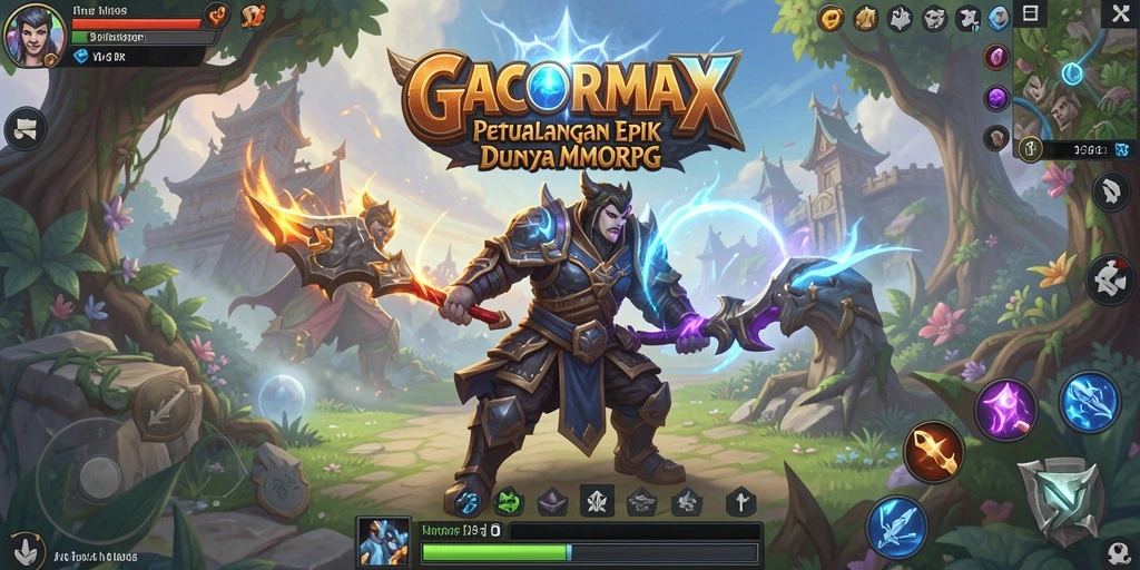 Tampilan gameplay <strong>GACORMAX</strong> dengan pertempuran yang seru di dunia fantasi.
