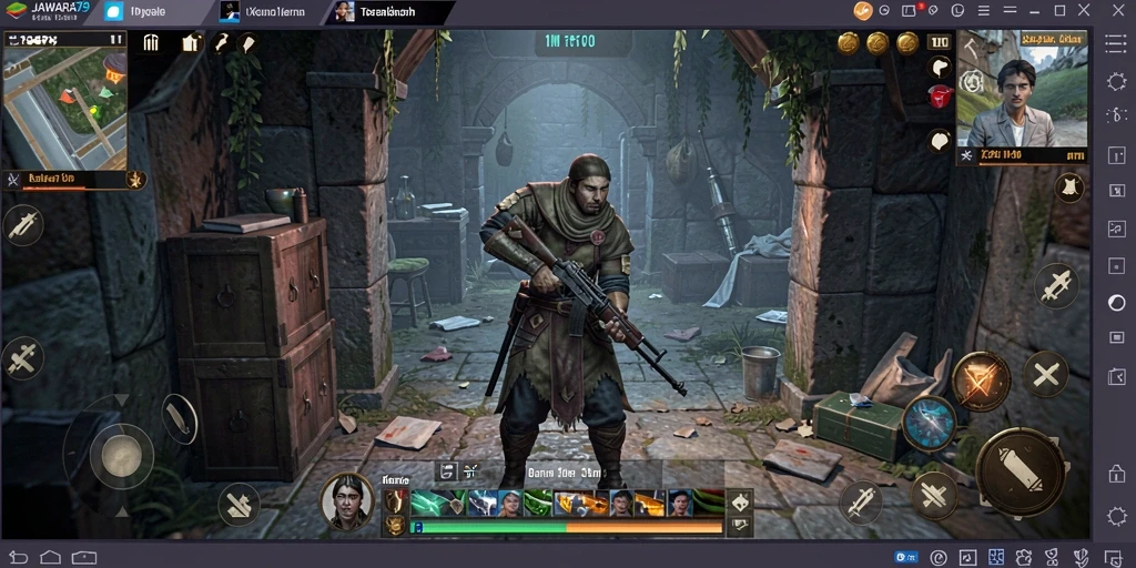 Screenshot gameplay JAWARA79 dengan suasana horor yang mencekam.