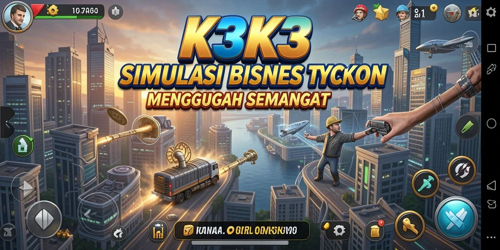 Screenshot menunjukkan momen gameplay K3K3 saat mengelola bisnis.