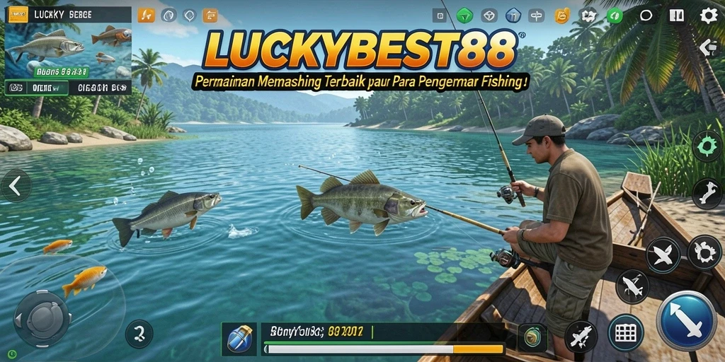Tampilan gameplay menarik di <strong>LUCKYBEST88</strong> saat menangkap ikan.