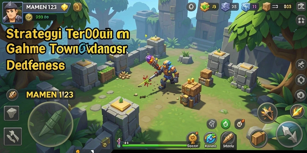 Tampilan gameplay MAMEN123 yang menarik dalam pertahanan menara.
