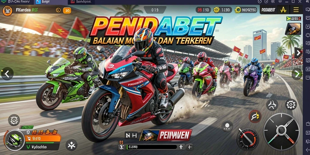 Tampilan gameplay seru balapan motor di PENIDABET.
